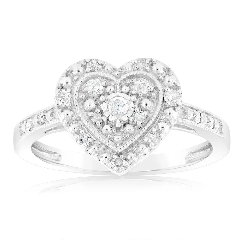Premium Jewelry Now Available At Special Discounts 1/6 Carat Diamond Heart Ring in Sterling Silver Premium Jewelry Now Available At Special Discounts 1/6 Carat Diamond Heart Ring in Sterling Silver
