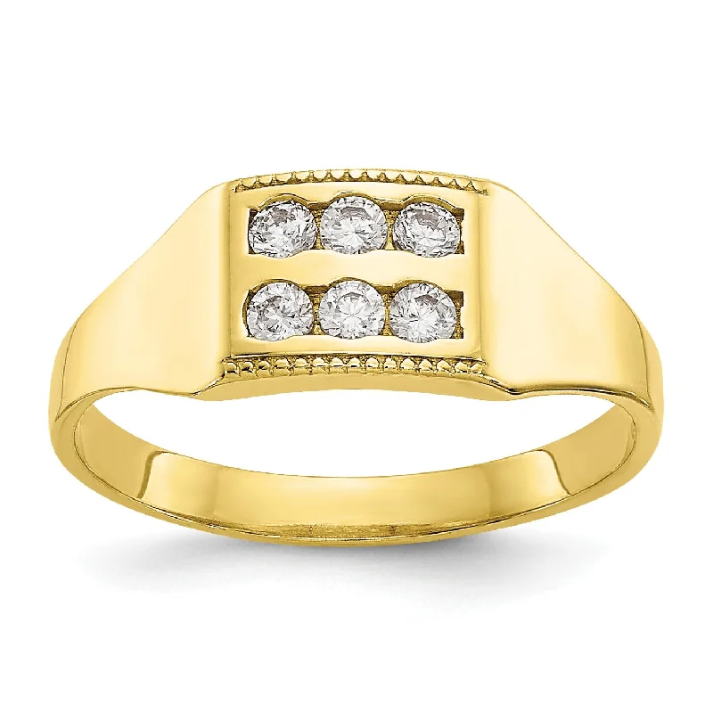 10KT Yellow Gold Cubic Zirconia Childrens Ring; Size 3