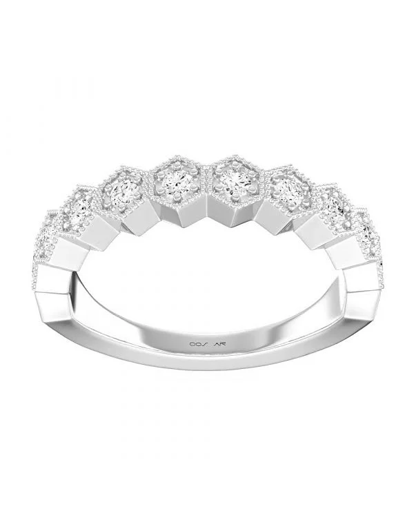 Big Discounts On Elegant Jewelry Collections 14K W Gold 0.20cttw Octagon Shape Diamond Band