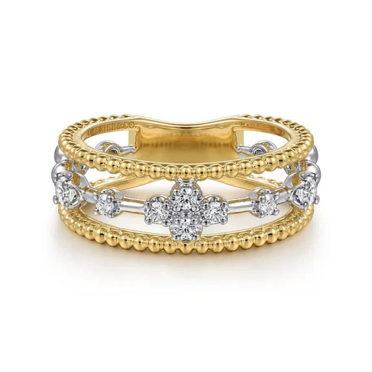 Shop Dazzling Jewelry At The Best Prices 14K Y Gold 0.25ctw Beaded Diamond Ring