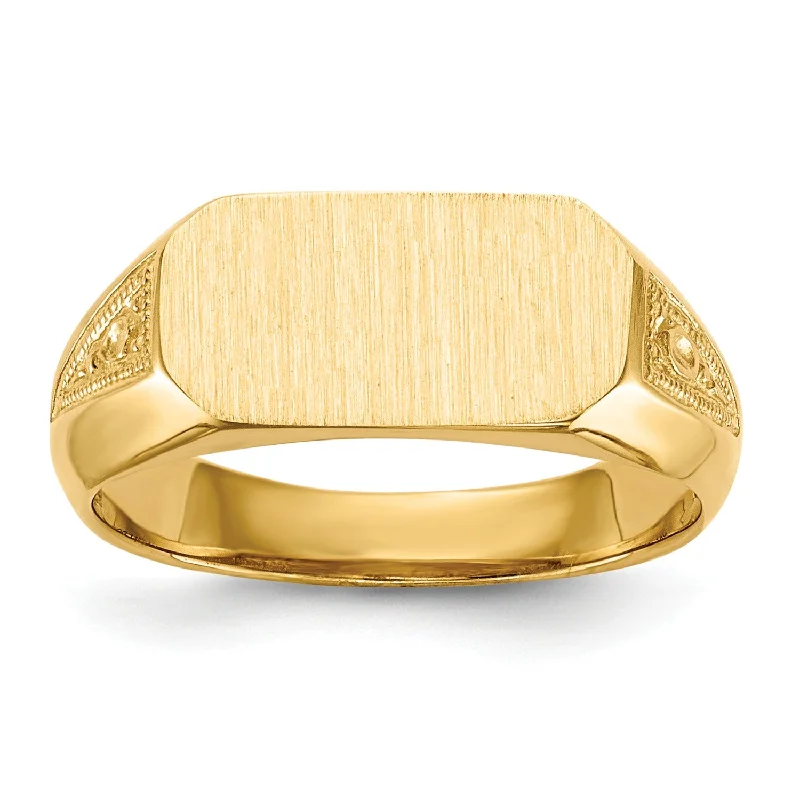 14KT Yellow Gold 6.5X12MM Signet Ring; Size 5