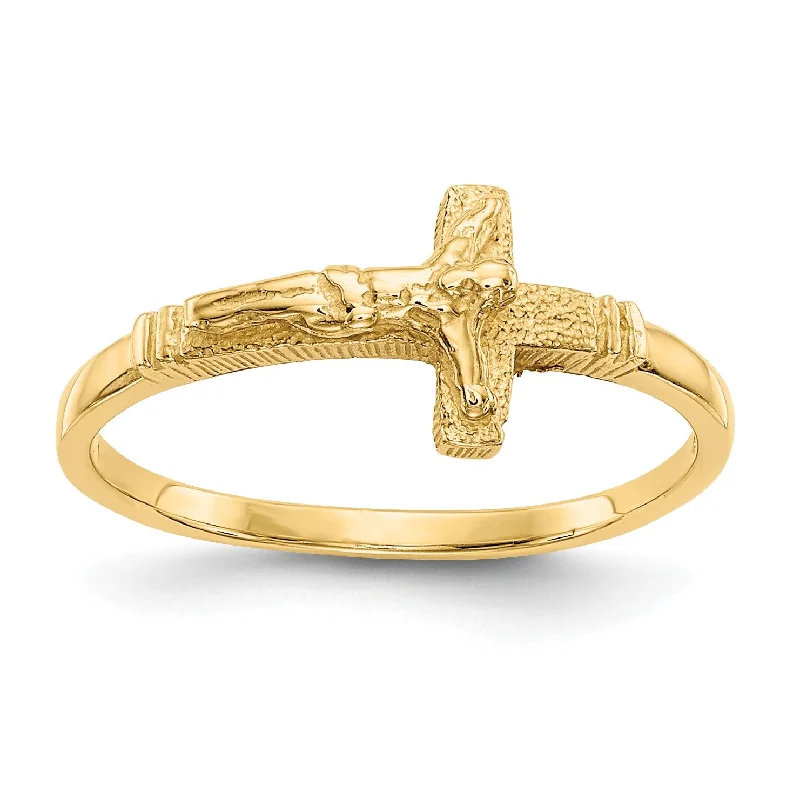 Exclusive Jewelry Discounts – Shop Now For Savings 14KT Yellow Gold Childrens Crucifix Cross Ring; Size 3.5