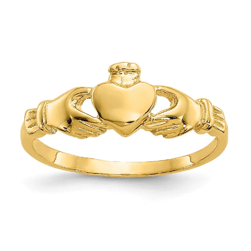 14KT Yellow Gold Claddagh Baby Ring; Size 1