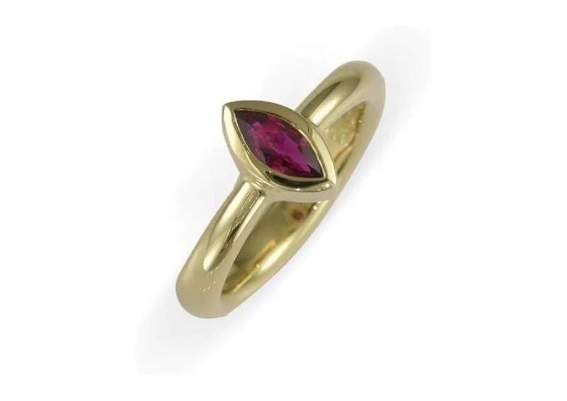 Marquise Ruby Ring, Yellow Gold