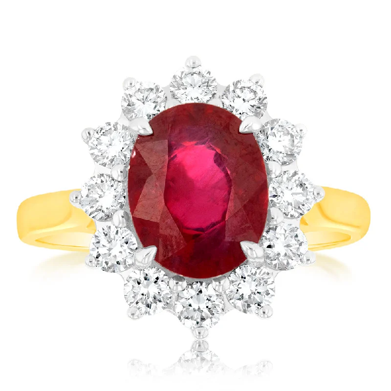 Bestselling Jewelry At Special Promotional Rates 4 Carat Natural Enhanced Ruby & 1 Carat Luminesce Lab Grown Diamond Cocktail Ring in 9ct Yellow Gold Bestselling Jewelry At Special Promotional Rates 4 Carat Natural Enhanced Ruby & 1 Carat Luminesce Lab Grown Diamond Cocktail Ring in 9ct Yellow Gold
