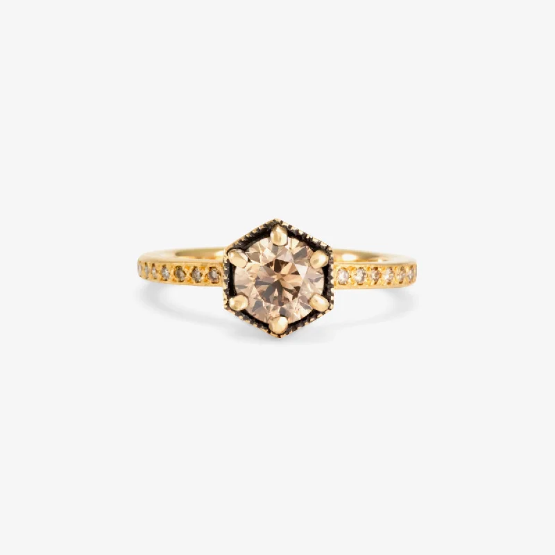 Timeless Jewelry At Special Discount Rates R9908BR | 6.3mm Brown Diamond Hexagon Pave Ring Timeless Jewelry At Special Discount Rates R9908BR | 6.3mm Brown Diamond Hexagon Pave Ring