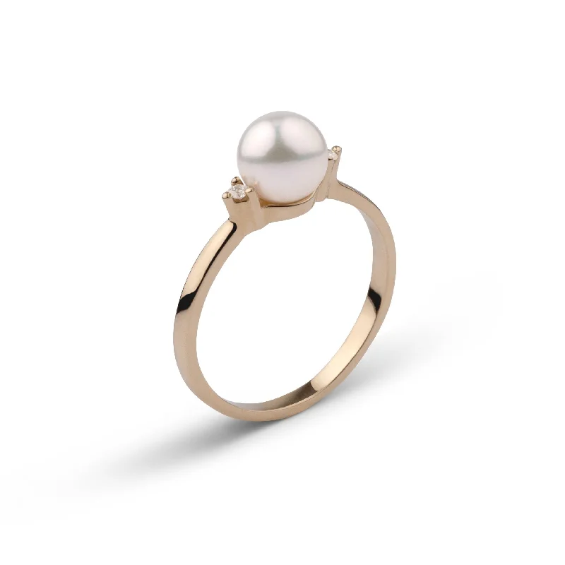 Versatile Layering Jewelry For Effortless Chic 7.0-7.5 mm Akoya Pearl and Diamond Sweetheart Ring Versatile Layering Jewelry For Effortless Chic 7.0-7.5 mm Akoya Pearl and Diamond Sweetheart Ring