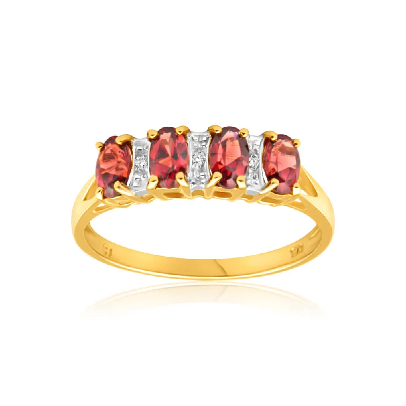 Limited-Time Offer On Elegant Jewelry Pieces 9ct Charming Yellow Gold Diamond + Garnet Ring Limited-Time Offer On Elegant Jewelry Pieces 9ct Charming Yellow Gold Diamond + Garnet Ring