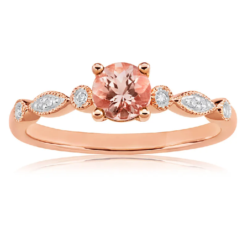 Waterproof Stainless Steel Jewelry For Lasting Beauty 9ct Rose Gold 5mm Round Cut 0.45ct Morganite and Diamond Ring Waterproof Stainless Steel Jewelry For Lasting Beauty 9ct Rose Gold 5mm Round Cut 0.45ct Morganite and Diamond Ring