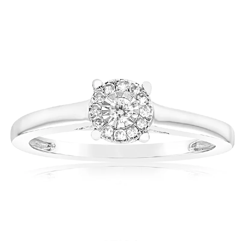 Bohemian-Inspired Jewelry For Free-Spirited Fashion 9ct White Gold 10 Points Diamond Ring with 13 Brilliant Cut Diamonds Bohemian-Inspired Jewelry For Free-Spirited Fashion 9ct White Gold 10 Points Diamond Ring with 13 Brilliant Cut Diamonds