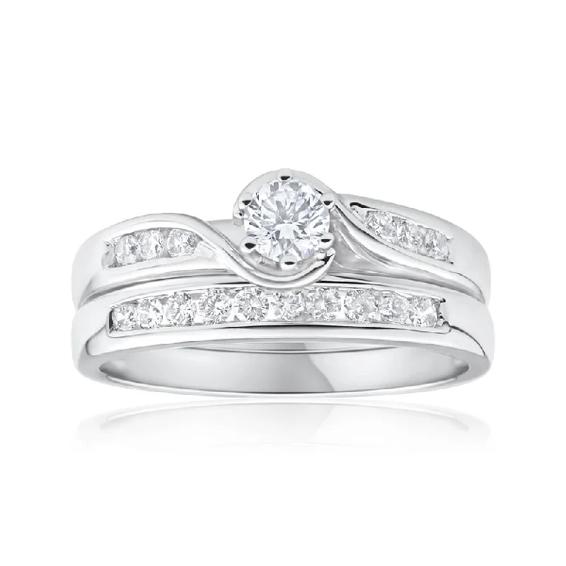 Bestselling Jewelry At Special Promotional Rates 9ct White Gold 2 Ring Bridal Set With 16 Diamonds Totalling 0.5 Carats Bestselling Jewelry At Special Promotional Rates 9ct White Gold 2 Ring Bridal Set With 16 Diamonds Totalling 0.5 Carats