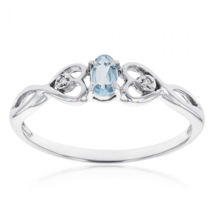 Exclusive Jewelry Sale – Shine For Less 9ct White Gold 5x3mm Oval 0.21ct Aquamarine and Diamond Ring Exclusive Jewelry Sale – Shine For Less 9ct White Gold 5x3mm Oval 0.21ct Aquamarine and Diamond Ring