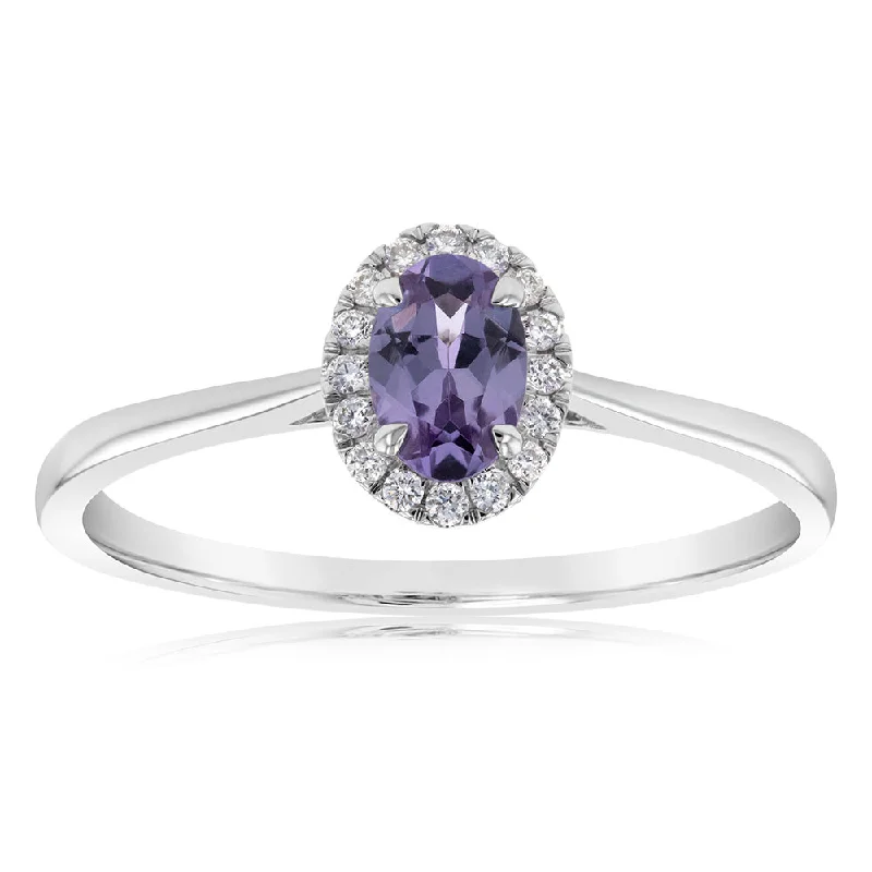 Sparkle For Less – Shop Our Limited-Time Jewelry Deals 9ct White Gold Created Oval Alexandrite & Diamond Halo Ring Sparkle For Less – Shop Our Limited-Time Jewelry Deals 9ct White Gold Created Oval Alexandrite & Diamond Halo Ring