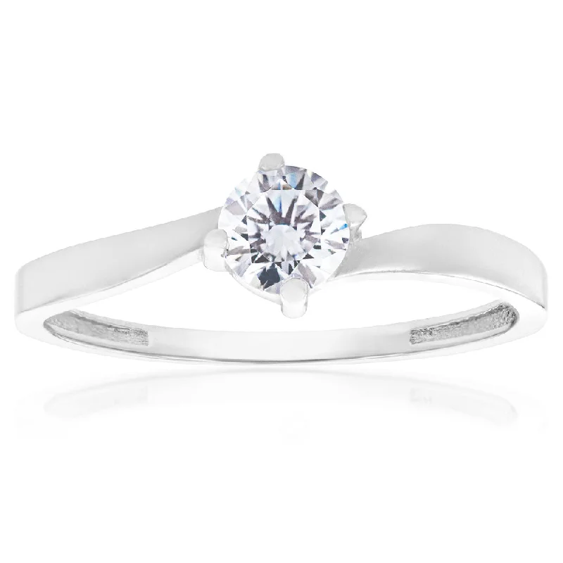 Timeless Elegance Now At Special Discounts 9ct White Gold Cubic Zirconia 4 Claw Ring Timeless Elegance Now At Special Discounts 9ct White Gold Cubic Zirconia 4 Claw Ring