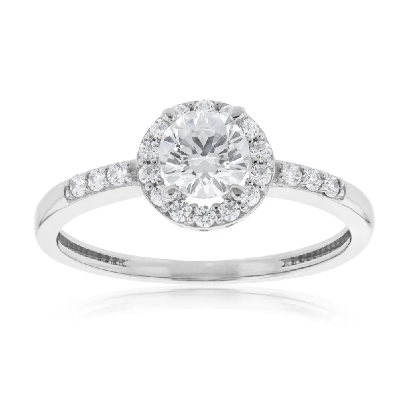 Shop Handcrafted Jewelry At Special Promotional Rates 9ct White Gold Zirconia Halo Ring Shop Handcrafted Jewelry At Special Promotional Rates 9ct White Gold Zirconia Halo Ring