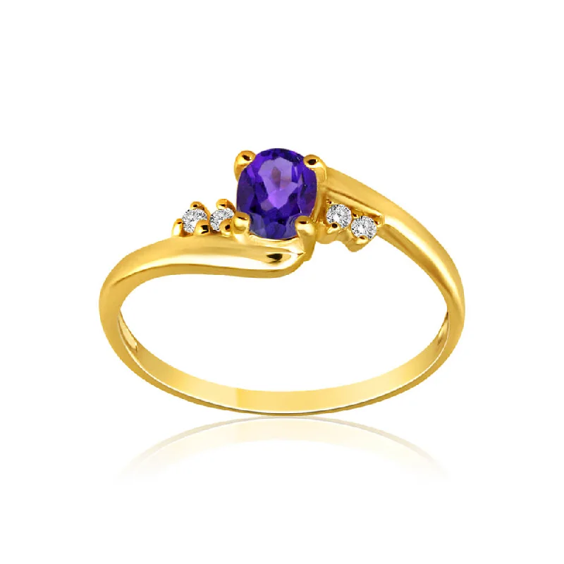 Shop Trending Jewelry With Exclusive Savings 9ct Yellow Gold Amethyst + Cubic Zirconia Swirl Ring Shop Trending Jewelry With Exclusive Savings 9ct Yellow Gold Amethyst + Cubic Zirconia Swirl Ring