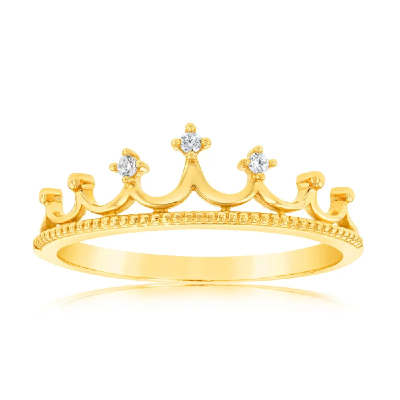 Sparkle For Less – Shop Our Limited-Time Jewelry Deals 9ct Yellow Gold Cubic Zirconia Crown Ring Sparkle For Less – Shop Our Limited-Time Jewelry Deals 9ct Yellow Gold Cubic Zirconia Crown Ring