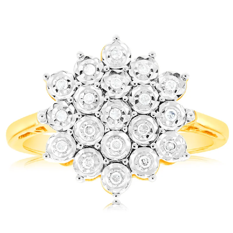 Jewelry Clearance – Final Chance To Save Big 9ct Yellow Gold Diamond Ring Set With 19 Brilliant Cut Diamonds Jewelry Clearance – Final Chance To Save Big 9ct Yellow Gold Diamond Ring Set With 19 Brilliant Cut Diamonds