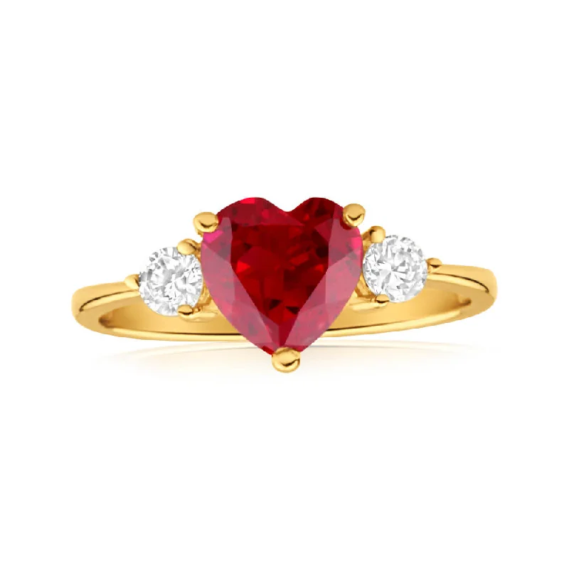 Seasonal Jewelry Sale – Upgrade Your Style Today 9ct Yellow Gold Engraved 'I Love You' Created Ruby and Cubic Zirconia Ring Seasonal Jewelry Sale – Upgrade Your Style Today 9ct Yellow Gold Engraved 'I Love You' Created Ruby and Cubic Zirconia Ring