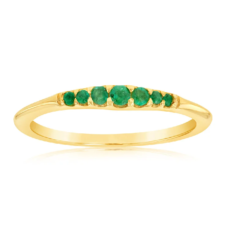 Shop Fine Jewelry With Amazing Deals 9ct Yellow Gold Graduating Natural Emerald Ring Shop Fine Jewelry With Amazing Deals 9ct Yellow Gold Graduating Natural Emerald Ring