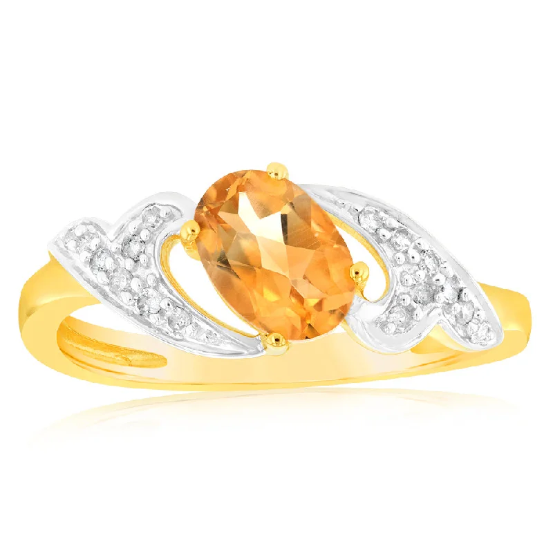 Exclusive Gemstone Jewelry At Special Prices 9ct Yellow & White Gold Two Tone Natural Citrine And Diamond Ring Exclusive Gemstone Jewelry At Special Prices 9ct Yellow & White Gold Two Tone Natural Citrine And Diamond Ring