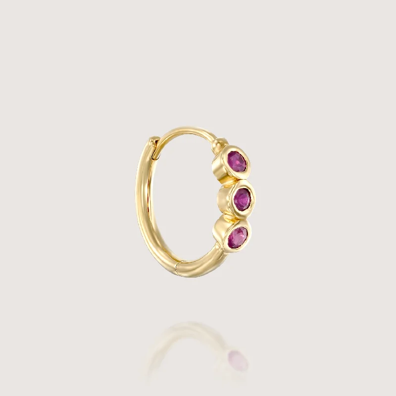 Stunning Jewelry At A Fraction Of The Price Alin Hoop Gold Earring with Ruby