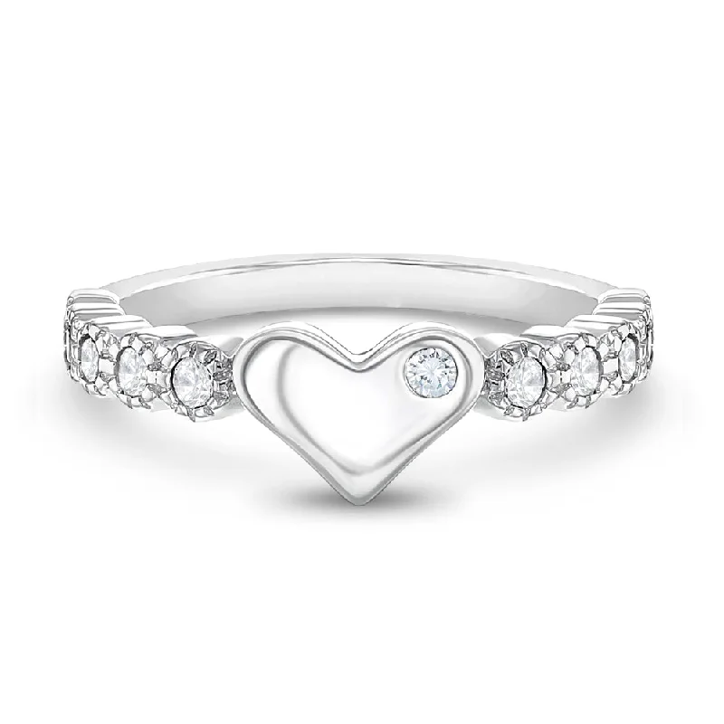 Handcrafted Beauty At Affordable Prices Clear Heart & Band CZ Size 2-5 Baby / Toddler / Kids Ring - Sterling Silver