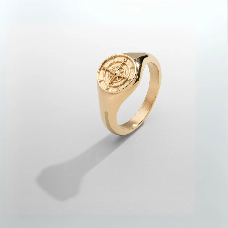 Shine In Style – Shop Jewelry Discounts Today Compass Signet Ring (Gold)