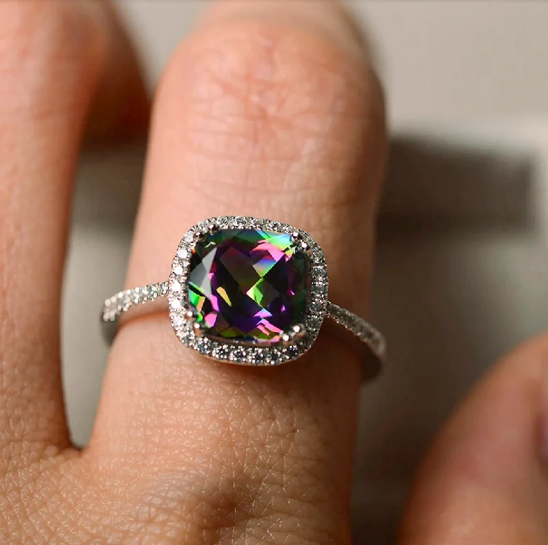 Limited-Stock Jewelry Sale – Once It's Gone, It's Gone Cushion Cut Mystic Topaz Ring Limited-Stock Jewelry Sale – Once It's Gone, It's Gone Cushion Cut Mystic Topaz Ring