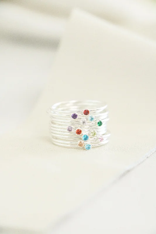 Grab Exquisite Jewelry At The Lowest Prices stacking birthstone ring {sterling silver}