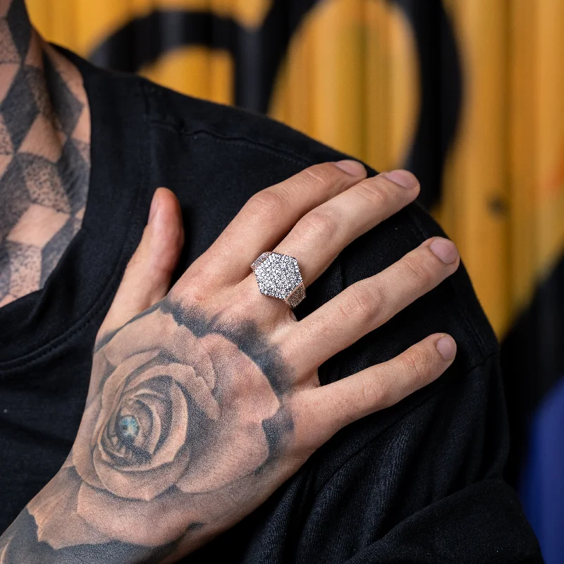 Classic And Modern Jewelry Styles On Sale Diamond Hexagon Signet Ring