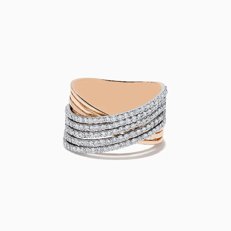 Shop Dazzling Jewelry At The Best Prices 14K Two-Tone Gold Diamond Crossover Ring
