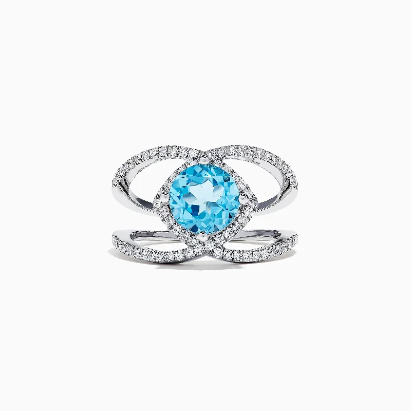 Discounted Luxury Jewelry – Shine Without The Splurge 14K White Gold Blue Topaz and Diamond Ring, 2.84 TCW Discounted Luxury Jewelry – Shine Without The Splurge 14K White Gold Blue Topaz and Diamond Ring, 2.84 TCW