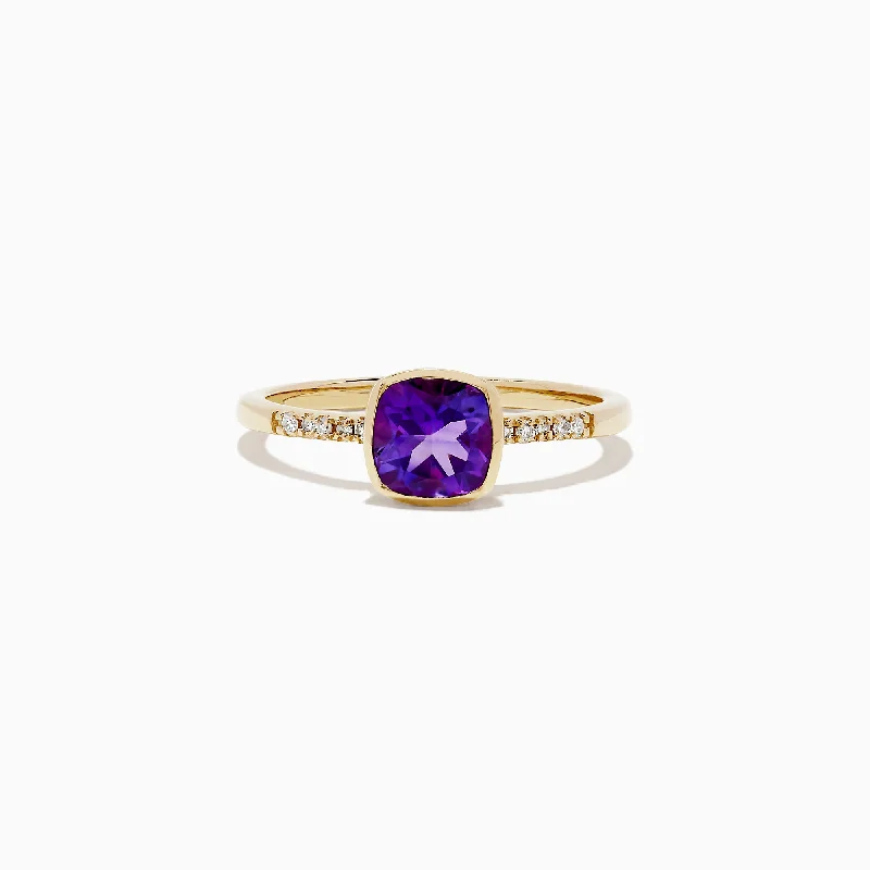 Discounted Jewelry For A Glamorous Look 14K Yellow Gold Amethyst and Diamond Ring, 0.75 TCW Discounted Jewelry For A Glamorous Look 14K Yellow Gold Amethyst and Diamond Ring, 0.75 TCW