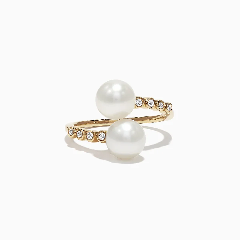 Limited-Stock Jewelry Sale – Once It's Gone, It's Gone 14K Yellow Gold Diamond and Fresh Water Pearl Ring, 0.09 TCW Limited-Stock Jewelry Sale – Once It's Gone, It's Gone 14K Yellow Gold Diamond and Fresh Water Pearl Ring, 0.09 TCW