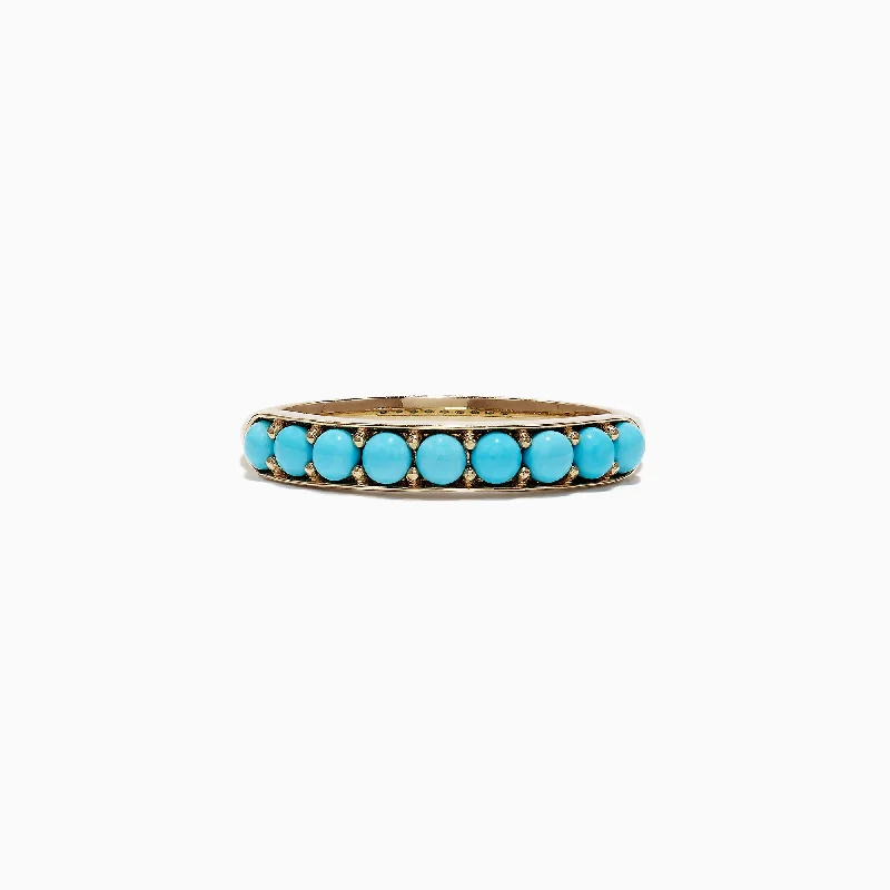 Discounted Jewelry For A Glamorous Look 14K Yellow Gold Turquoise Band Ring, 0.70 TCW Discounted Jewelry For A Glamorous Look 14K Yellow Gold Turquoise Band Ring, 0.70 TCW