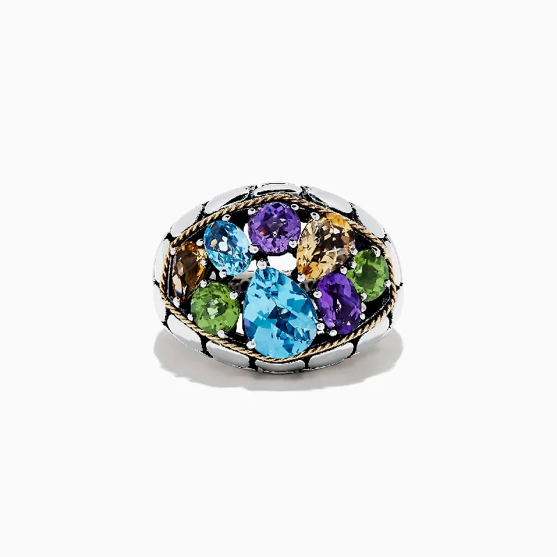 Exclusive Jewelry Offers – Shine For Less 925 Sterling Silver & 18K Gold Multi Gemstone Ring, 6.25 TCW Exclusive Jewelry Offers – Shine For Less 925 Sterling Silver & 18K Gold Multi Gemstone Ring, 6.25 TCW