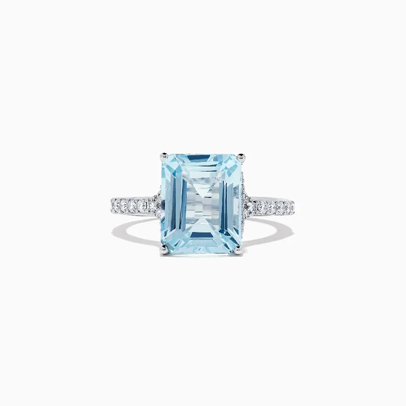 Fashion-Forward Jewelry At Incredible Prices Aquarius 14K White Gold Aquamarine and Diamond Ring, 4.12 TCW Fashion-Forward Jewelry At Incredible Prices Aquarius 14K White Gold Aquamarine and Diamond Ring, 4.12 TCW