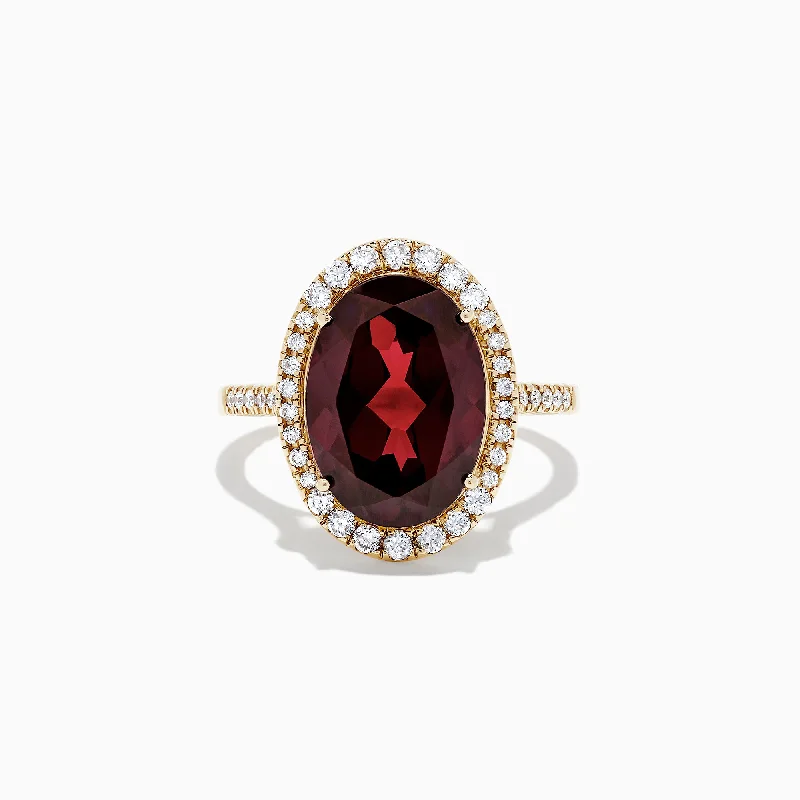 The Perfect Jewelry Piece At The Perfect Discount Bordeaux 14K Yellow Gold Garnet and Diamond Cocktail Ring, 7.78 TCW The Perfect Jewelry Piece At The Perfect Discount Bordeaux 14K Yellow Gold Garnet and Diamond Cocktail Ring, 7.78 TCW
