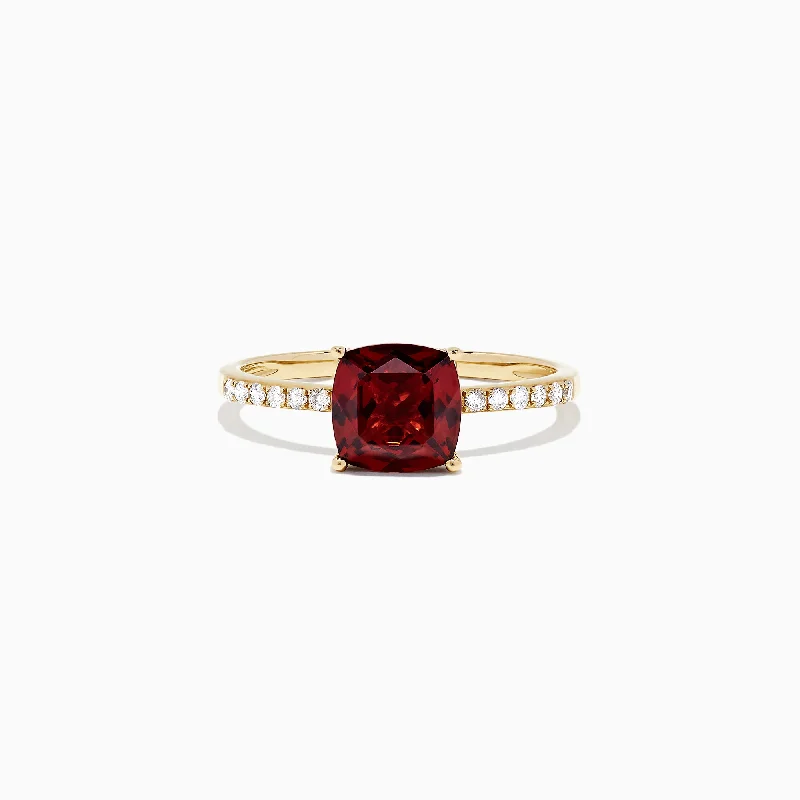 Sparkle On A Budget – Fine Jewelry For Less Bordeaux 14K Yellow Gold Garnet and Diamond Ring, 1.66 TCW Sparkle On A Budget – Fine Jewelry For Less Bordeaux 14K Yellow Gold Garnet and Diamond Ring, 1.66 TCW
