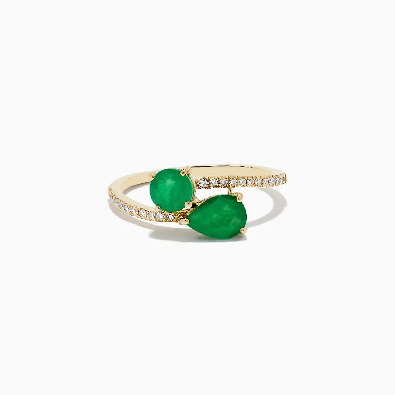 Customized Silver Jewelry For Unique Style Brasilica 14K Yellow Gold Emerald and Diamond Ring Customized Silver Jewelry For Unique Style Brasilica 14K Yellow Gold Emerald and Diamond Ring