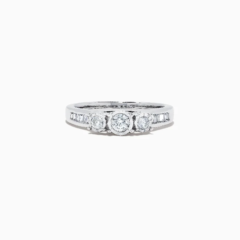 Grab Your Dream Jewelry At The Lowest Prices Bridal 14K White Gold Diamond Three Stone Ring, 0.39 TCW Grab Your Dream Jewelry At The Lowest Prices Bridal 14K White Gold Diamond Three Stone Ring, 0.39 TCW
