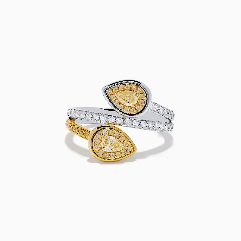 Stunning Statement Jewelry, Unbeatable Discounts Canare 18K Two-Tone Gold Pear Shaped Yellow Diamond Bypass Ring Stunning Statement Jewelry, Unbeatable Discounts Canare 18K Two-Tone Gold Pear Shaped Yellow Diamond Bypass Ring