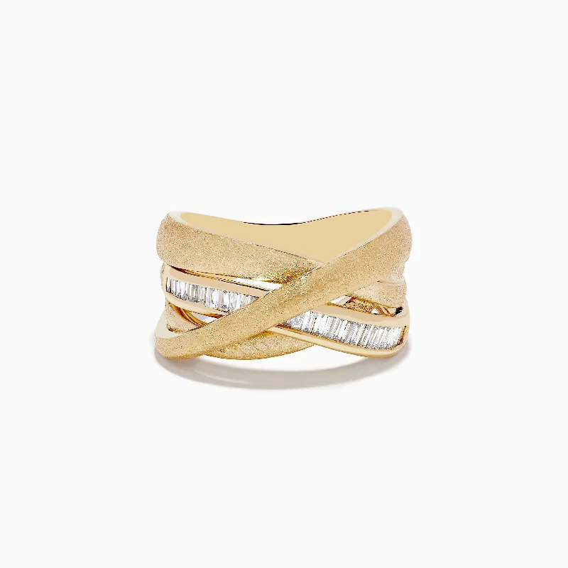 The Perfect Jewelry Piece At The Perfect Discount D'Oro 14K Brushed Yellow Gold Diamond Crossover Ring 0.39 TCW The Perfect Jewelry Piece At The Perfect Discount D'Oro 14K Brushed Yellow Gold Diamond Crossover Ring 0.39 TCW