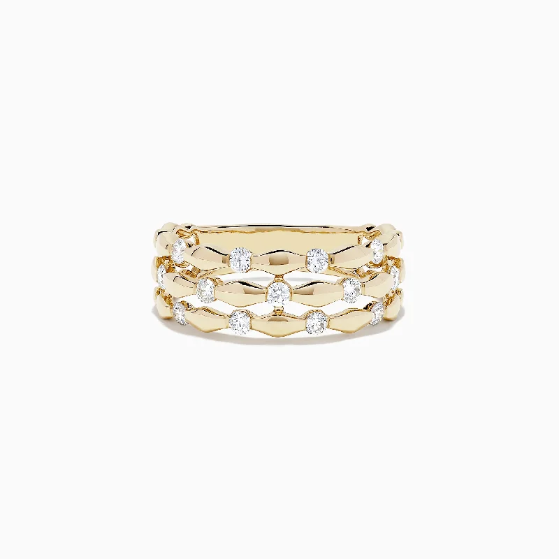 Classic And Modern Jewelry Styles On Sale D'Oro 14K Yellow Gold Diamond Ring, 0.45 TCW