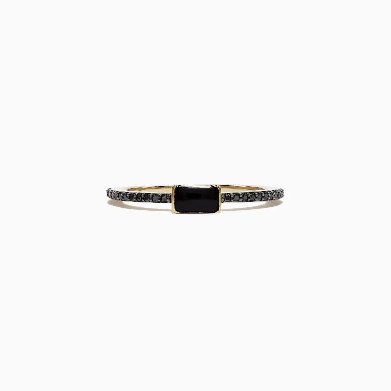 Bestselling Jewelry At Special Promotional Rates Eclipse 14K Yellow Gold Onyx and Black Diamond Ring, 0.44 TCW Bestselling Jewelry At Special Promotional Rates Eclipse 14K Yellow Gold Onyx and Black Diamond Ring, 0.44 TCW