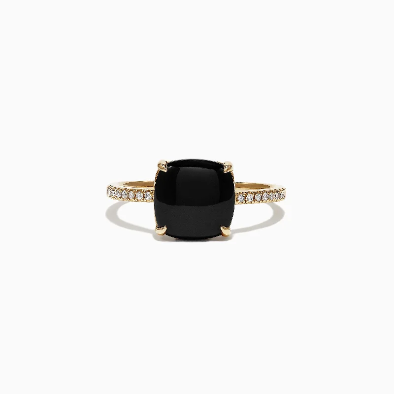 Shop Stylish Jewelry Now And Save Big Eclipse 14K Yellow Gold Diamond and Onyx Ring, 1.40 TCW Shop Stylish Jewelry Now And Save Big Eclipse 14K Yellow Gold Diamond and Onyx Ring, 1.40 TCW