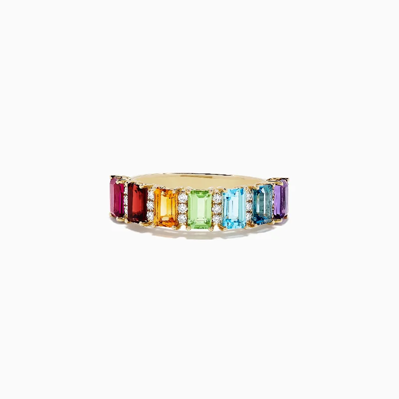 Buy More, Save More On Stunning Jewelry Pieces Mosaic 14K Yellow Gold Multi Gemstone and Diamond Ring, 2.83 TCW Buy More, Save More On Stunning Jewelry Pieces Mosaic 14K Yellow Gold Multi Gemstone and Diamond Ring, 2.83 TCW