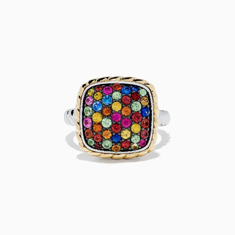 Your Perfect Accessory Now At The Best Price Mosaic Sterling Silver & 18K Gold Multi Sapphire Ring, 1.65 TCW Your Perfect Accessory Now At The Best Price Mosaic Sterling Silver & 18K Gold Multi Sapphire Ring, 1.65 TCW