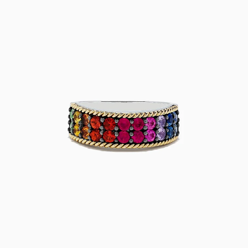 Affordable Luxury Jewelry – Style At A Great Price Mosaic Sterling Silver & 18K Gold Multi Sapphire Ring, 1.70 TCW Affordable Luxury Jewelry – Style At A Great Price Mosaic Sterling Silver & 18K Gold Multi Sapphire Ring, 1.70 TCW